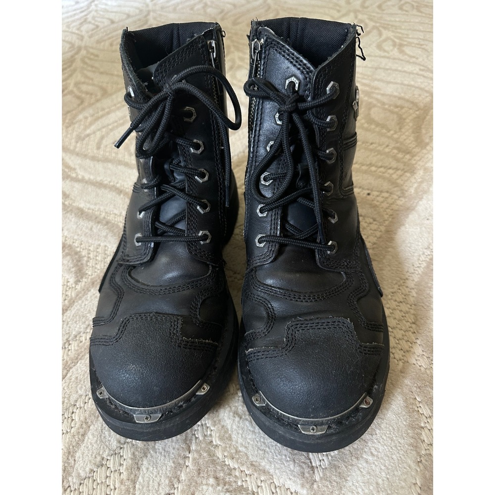 Harley Davidson Men's Stealth Motorcycle Boots Size 10 M Black D91642 Lace Zip